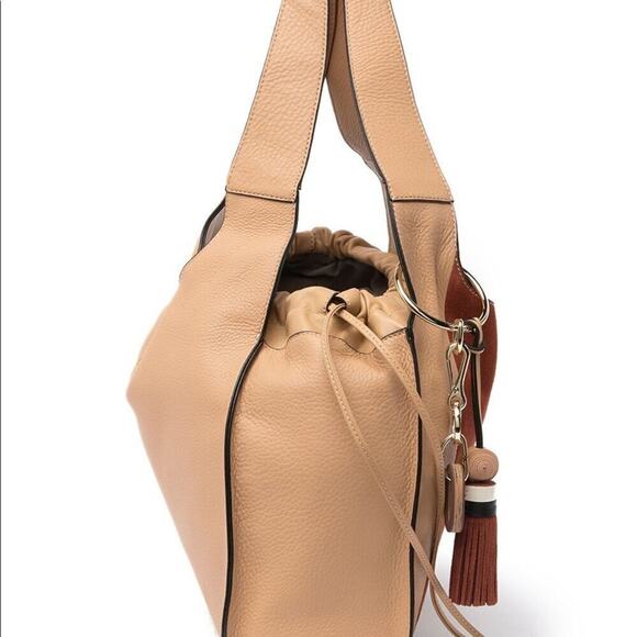 NEW Vince Camuto Suni Leather Shoulder Bag Tote Satchel Moccasin Stripe Purse - Picture 5 of 8